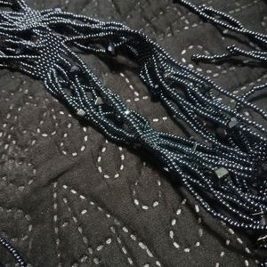 Beaded Belt 65 inches long blue gray Hand Made.